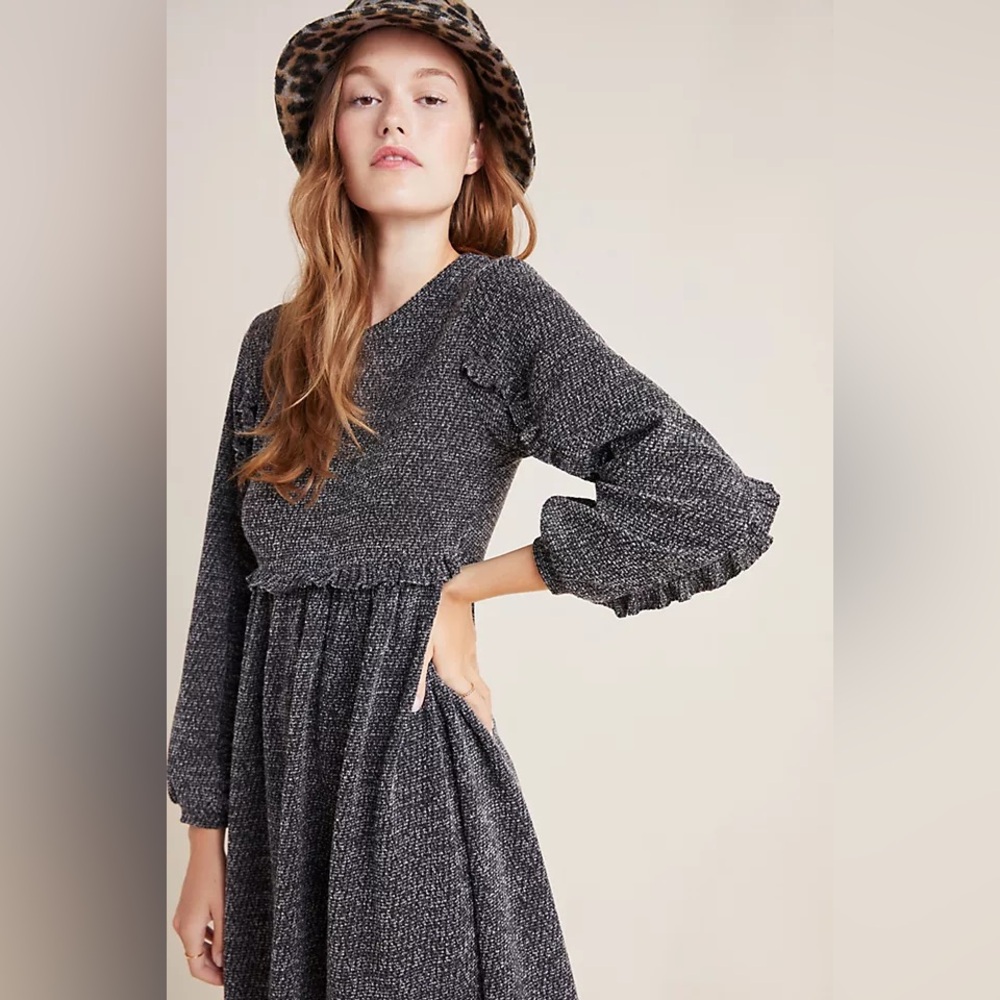 NWT Anthropologie RO & DE Stella Ruffled Sweater‎ Knit Dress- Small